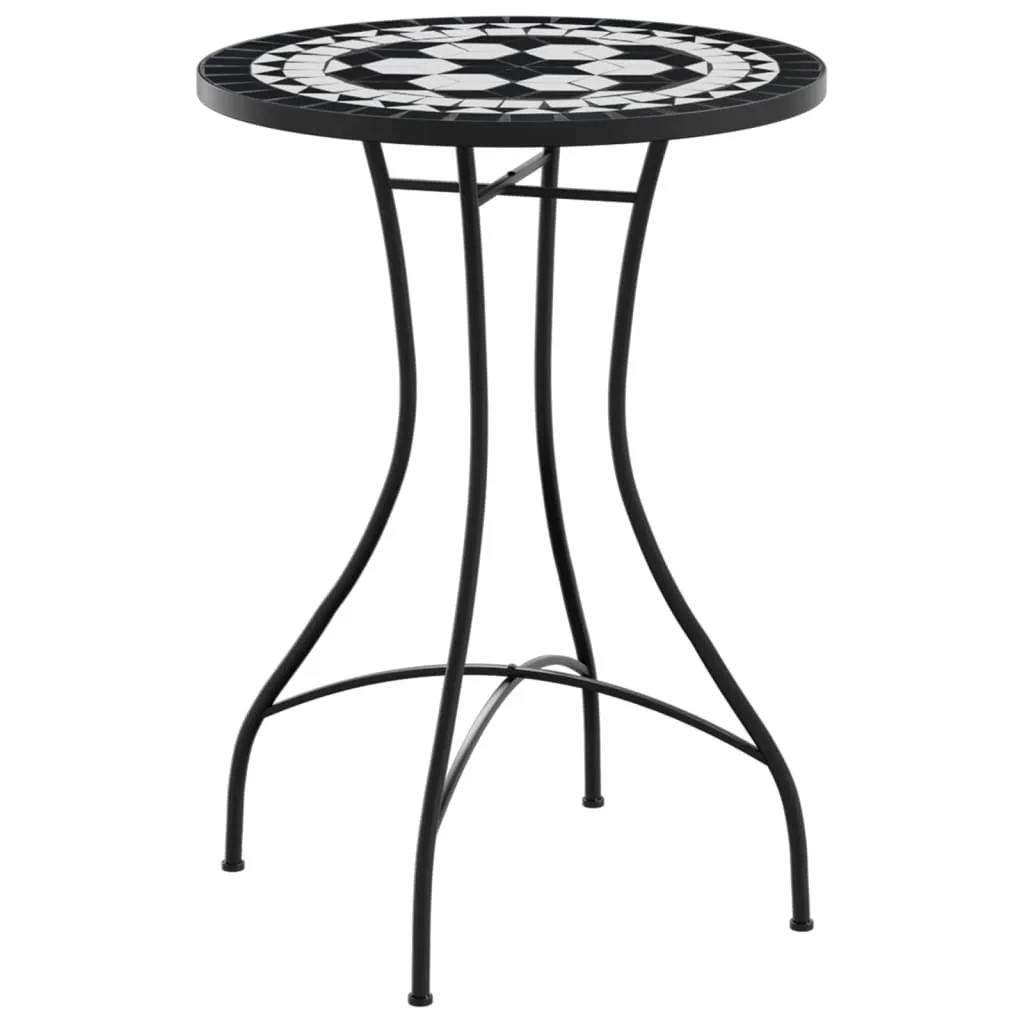 Tavolo Bistrot Mosaico Ceramica Bianco Nero Ø50x70 cm | Arredo Giardino