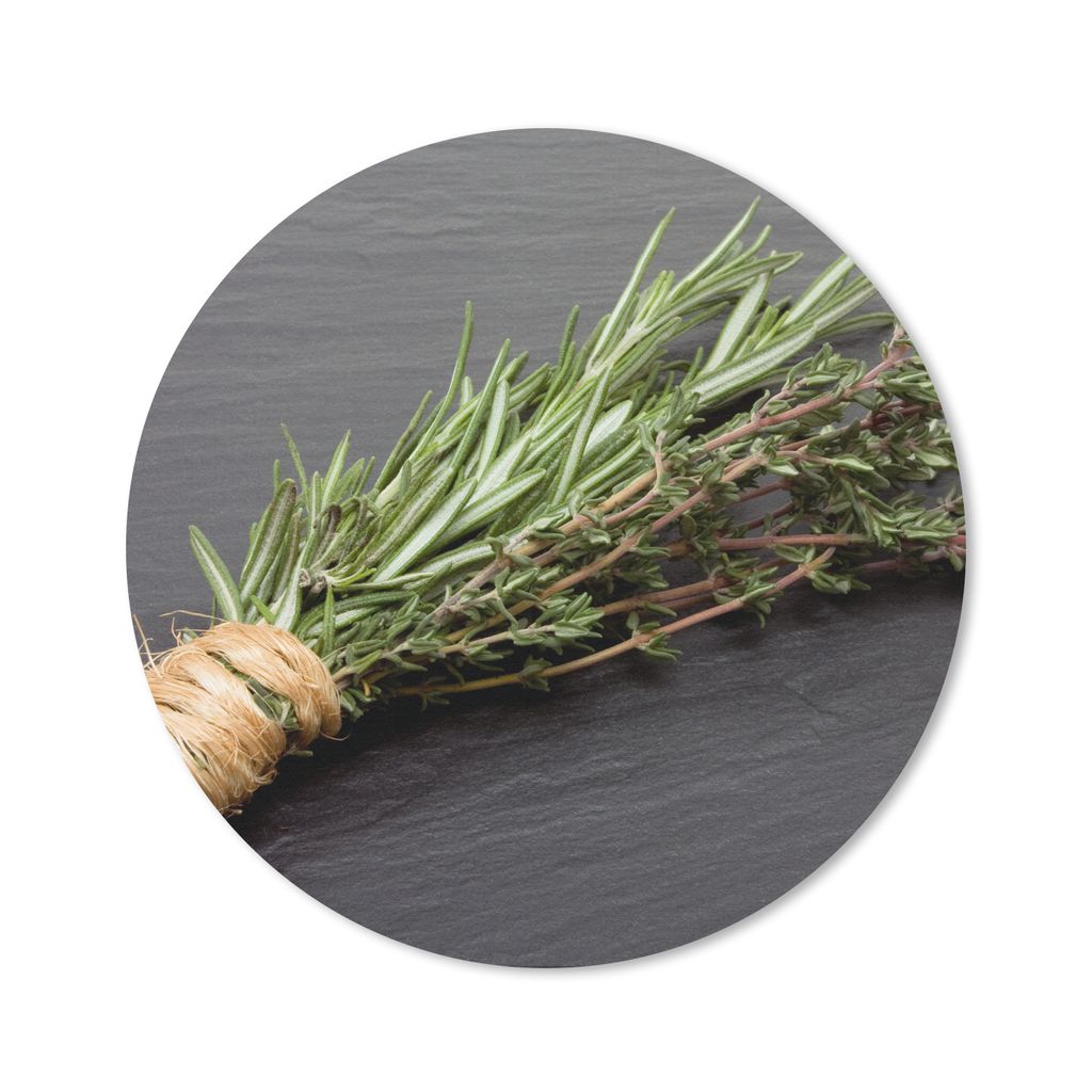 MuchoWow Mauspad Mousepad Thymian - Kräuter - Grün - Tisch - Küche - Stein 40x40 cm - Mousepads - Maus Mat - Pad - Mausunterlage - Schreibtisc...