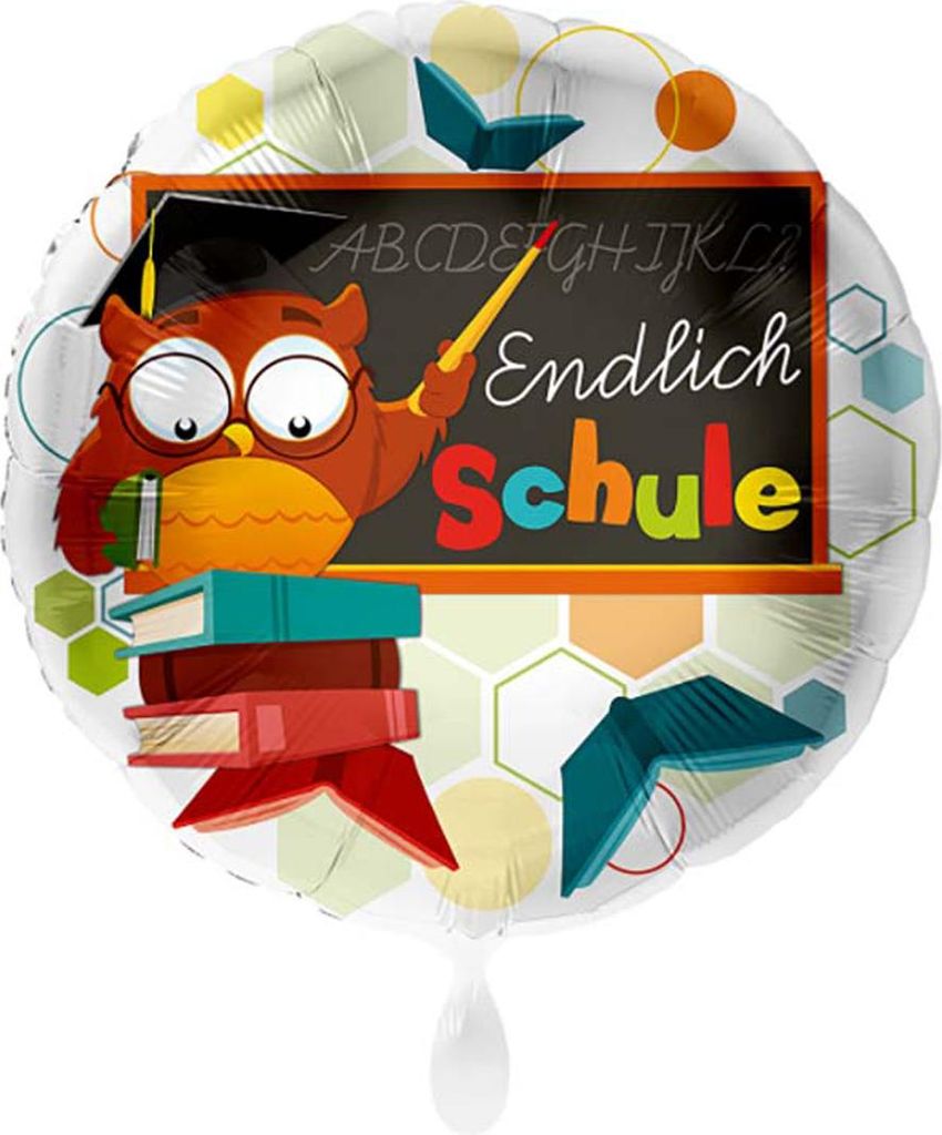 18"/Ø43cm Folienballon  "Endlich Schule" Eule Produktbild 