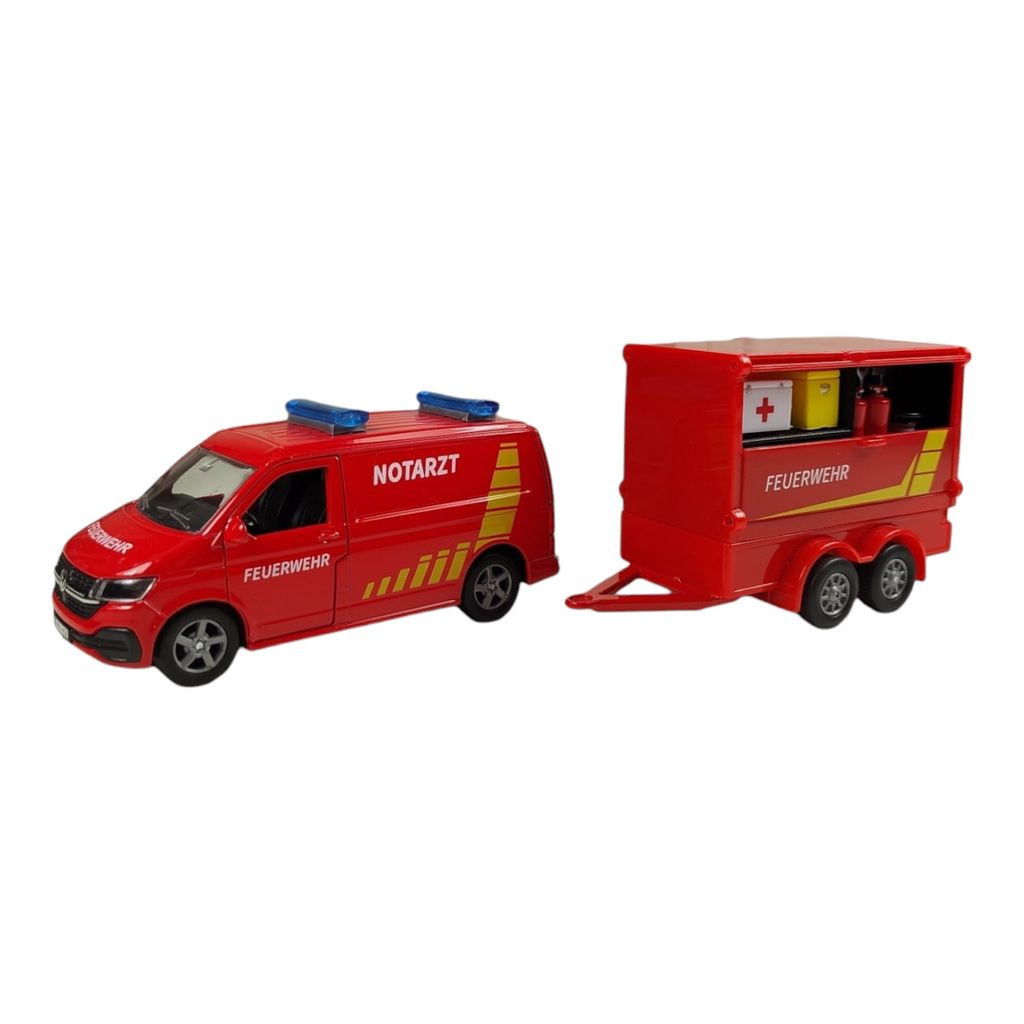 VW Feuerwehr Van mit Anhänger Spielzeug Volkswagen Produktbild 