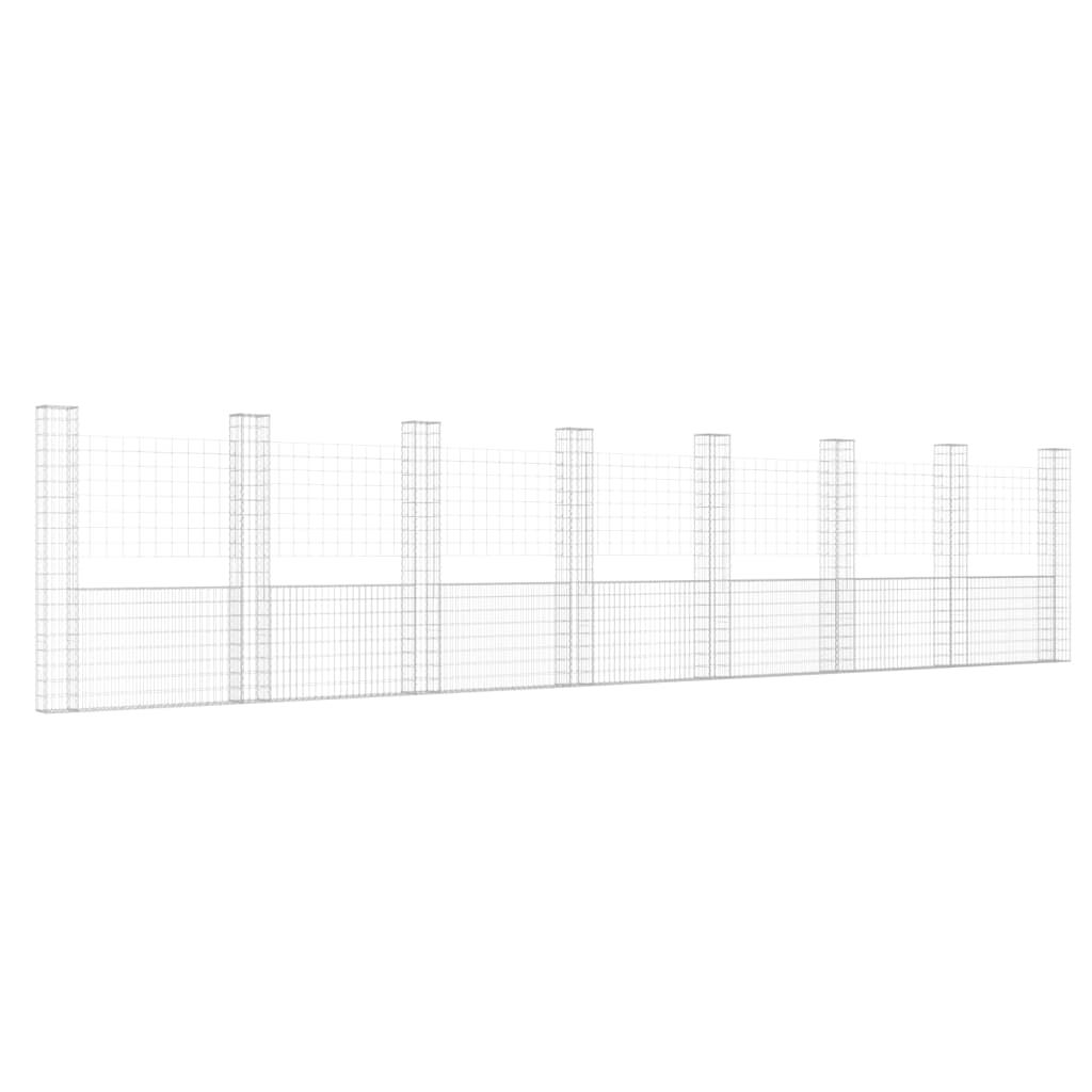 Cesto di gabbioni a U con 8 colonne di ferro 860x20x200 cm Immagine del prodotto 