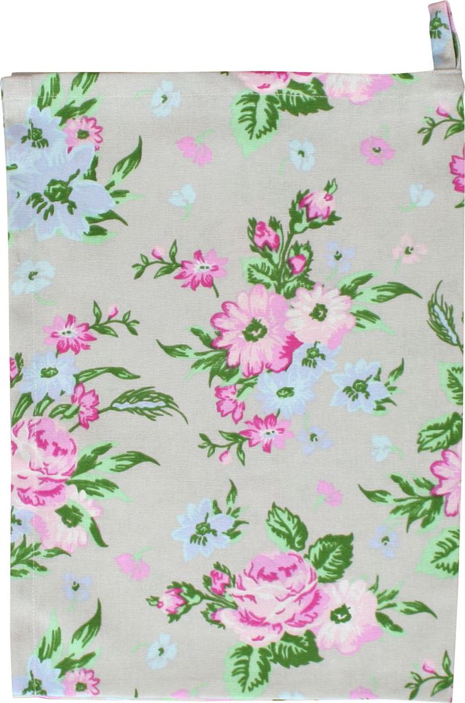 Krasilnikoff - Geschirrtuch, Trockentuch, Küchentuch - KW556 Romantic Flower, Grau - Baumwolle - 70 x 50 cm