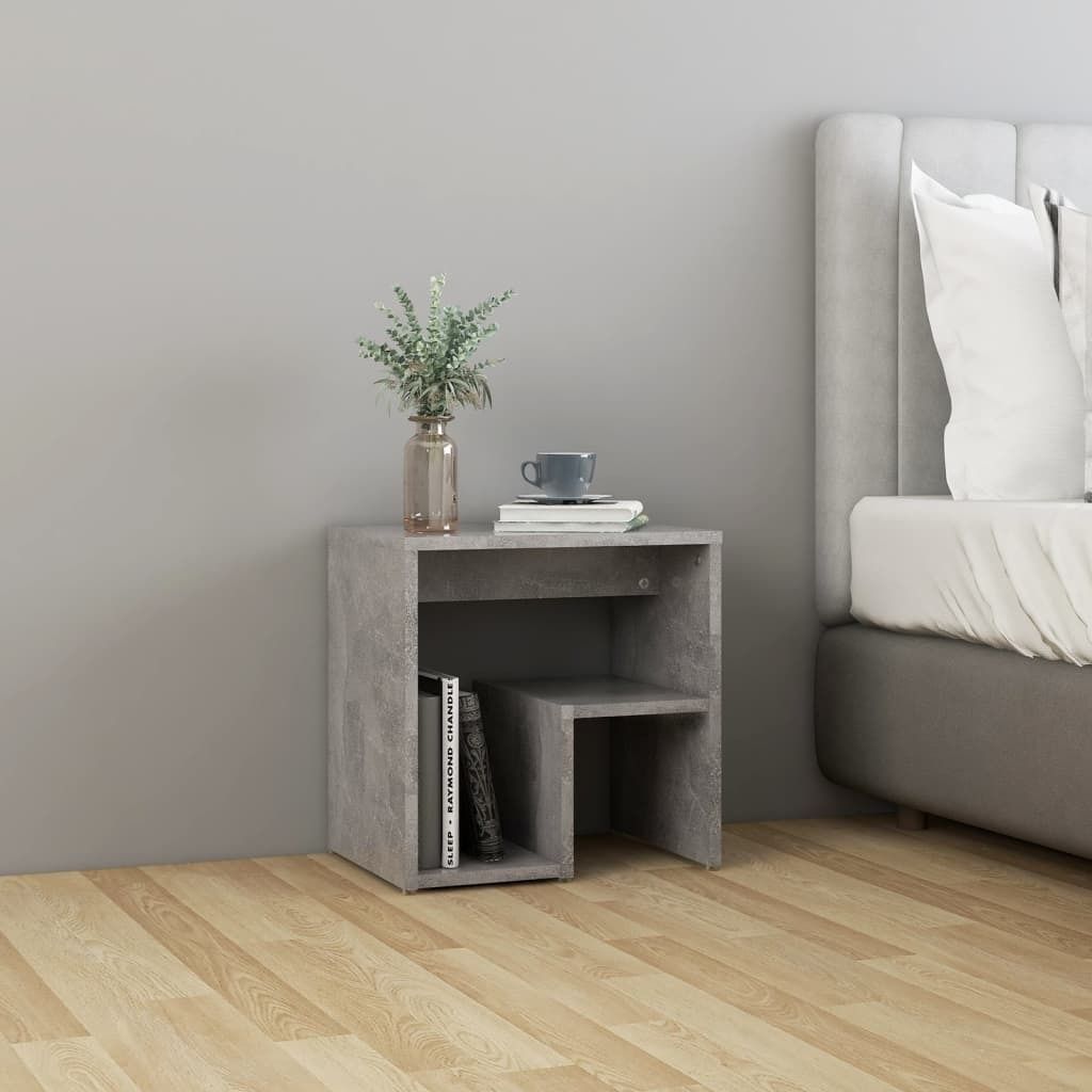 vidaXL Comodino grigio cemento 40x30x40 cm in materiale Immagine del prodotto 