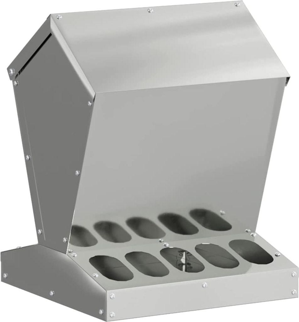 Hühnerfütterer Silber 30 x 30 x 39 cm Verzinkter Stahl