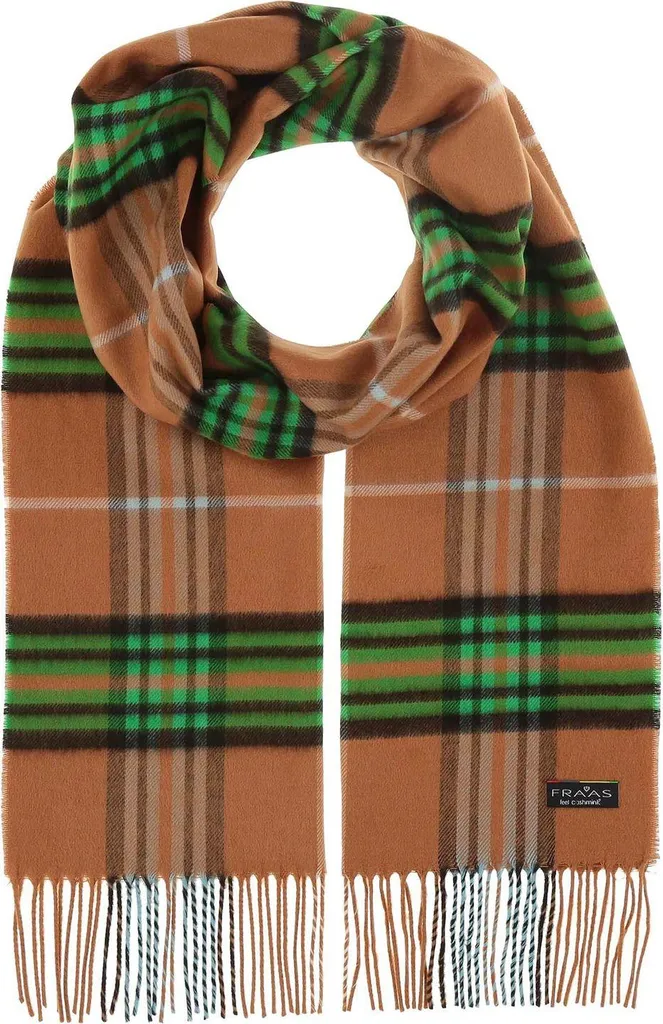 Écharpe Chaude pour l'Hiver FRAAS Plaid Camel Brush en Cashmink® Doux