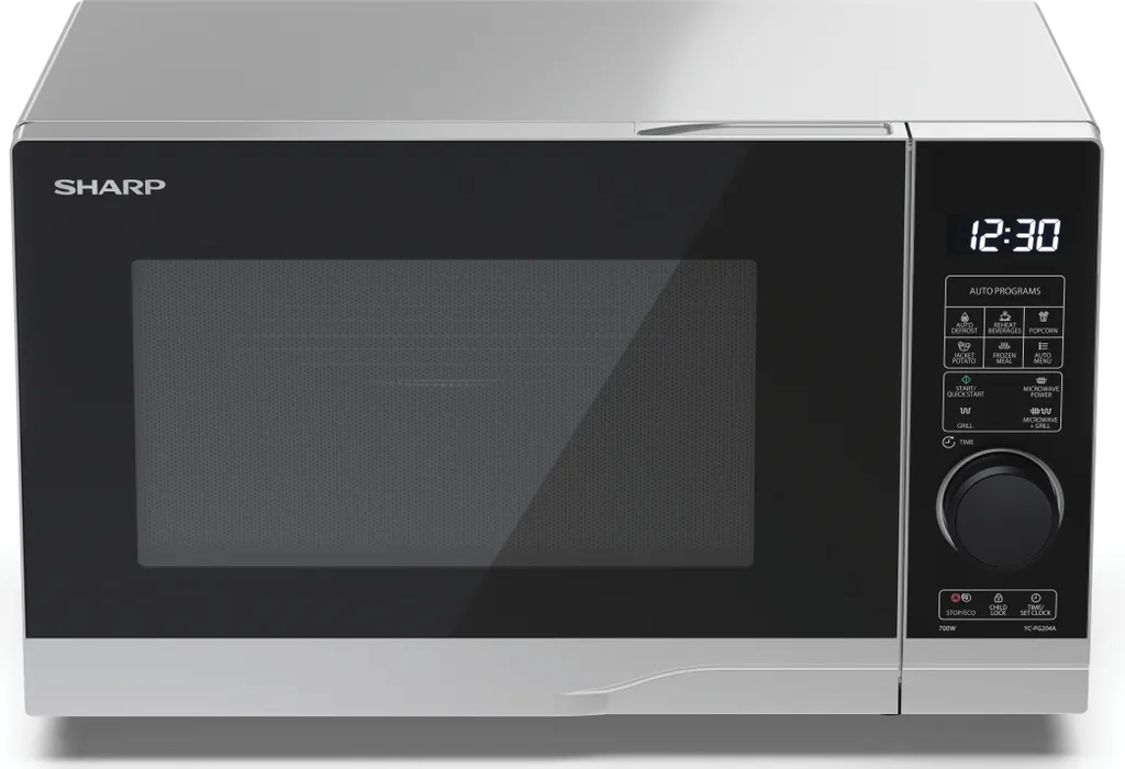 Sharp YC-PG204AE-S Micro-ondes Grill 800W Argent avec 10 niveaux de chauffe