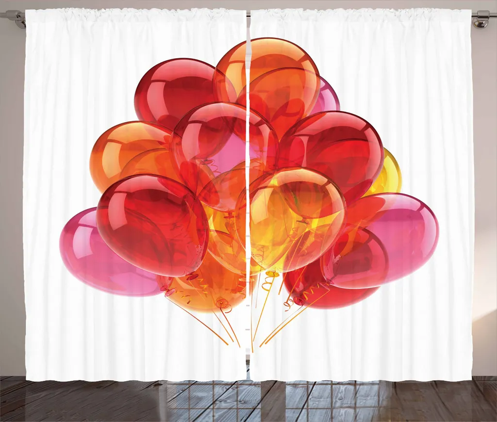 ABAKUHAUS Tenda rustica arancione e rosa, palloncini caldi, tenda universale per soggiorno con passanti e ganci, 280 x 225 cm, multicolore