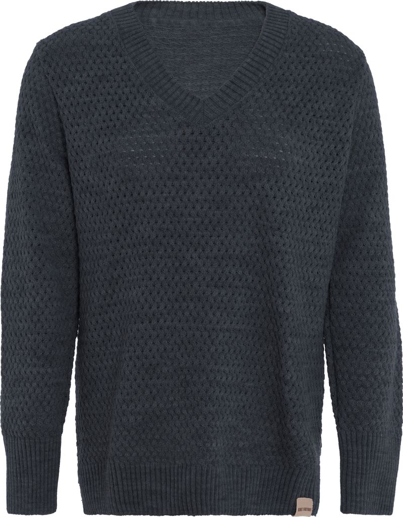 Knit Factory Ilse Strickpullover V-Ausschnitt - Anthrazit - 40/42
