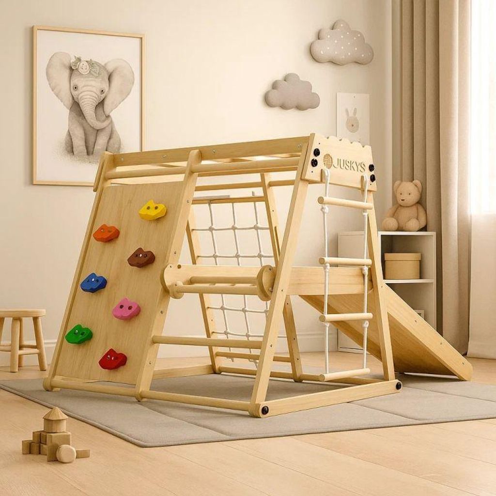 Juskys Mini Klettergerüst für Kinder - Rutsche, Kletterwand Produktbild 