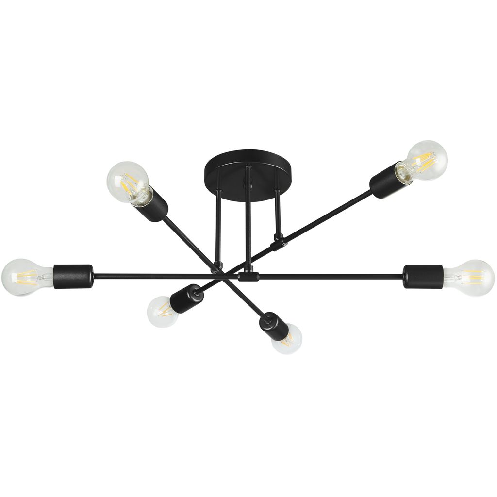 MasterLED Deckenleuchte E27 6-flammig Schwarz Modern Wohnzimmerlampe Deckenlampe