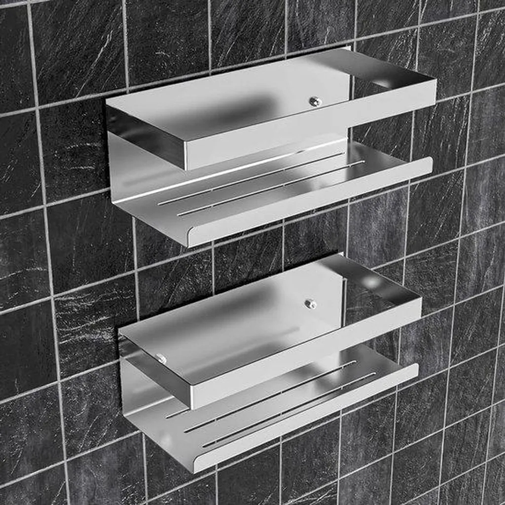 Serviteur de douche suspendu en inox argenté - Organisateur salle de bains