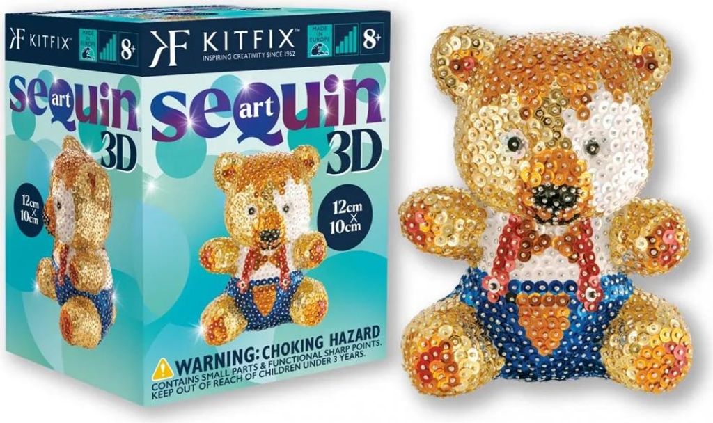 Glitzernde 3D-Teddybärfigur Kitfix - Pailletten-Kunst-Teddy