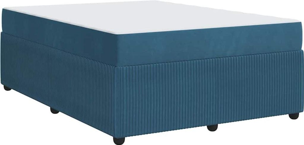 Bettgestell mit Matratze mit Matratze Blau 160 x 200 cm Samt