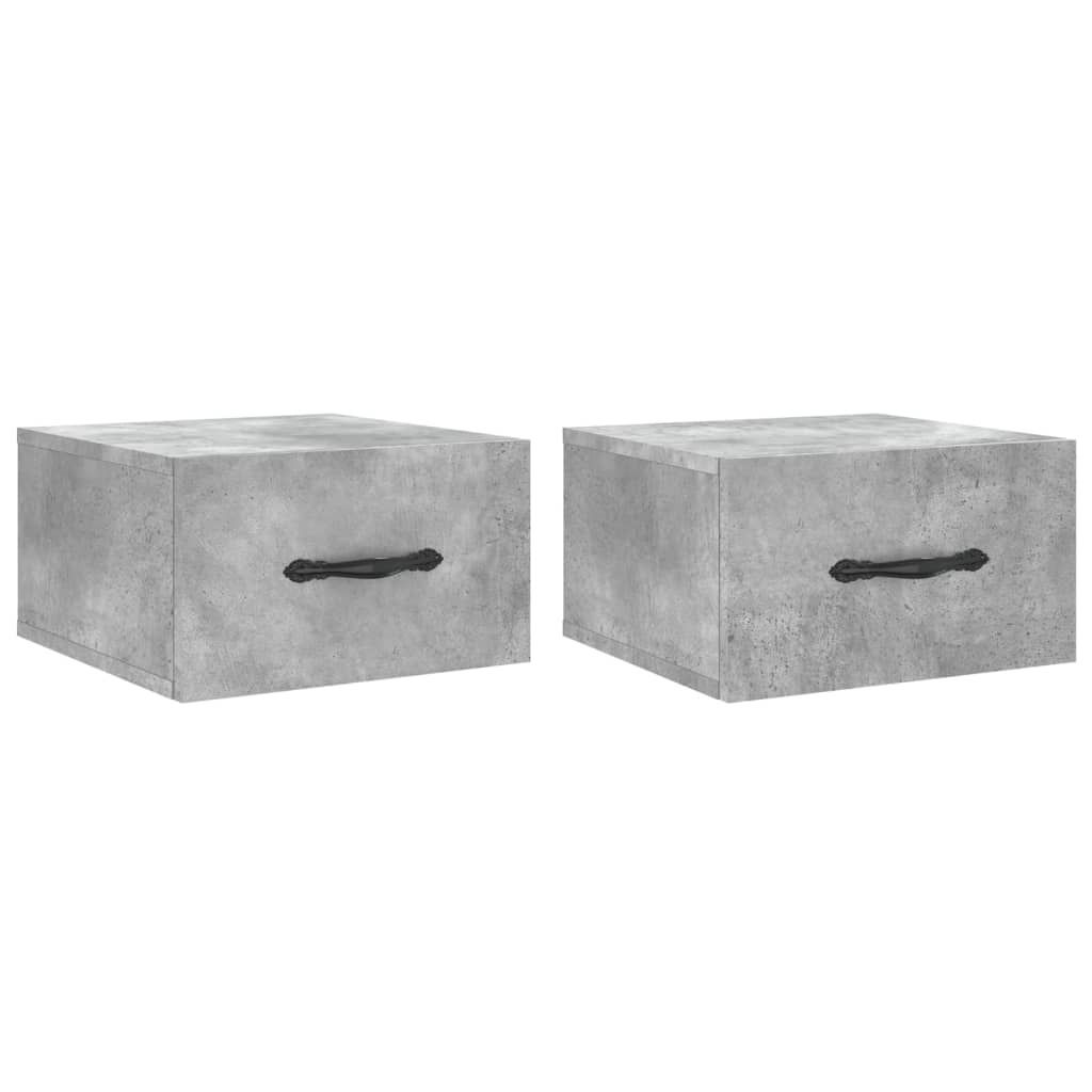 vidaXL Tables de chevet murales 2 pcs. Gris béton 35x35x20 Image du produit 
