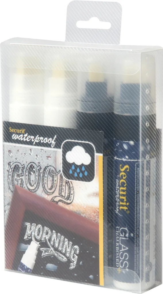 Anti-bavure : Marqueur craie Securit WATERPROOF LARGE assortis x4