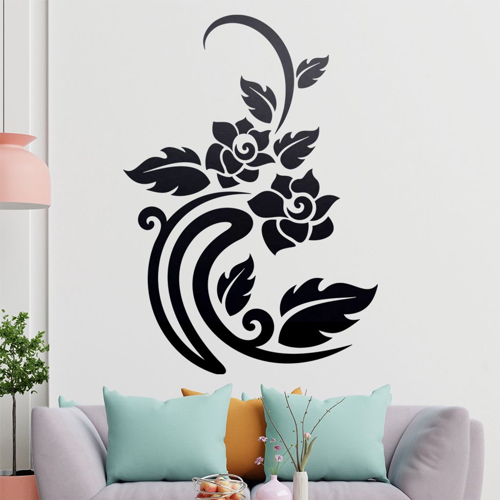Rosen - Linien Wandtattoo in 6 Größen - Wandaufkleber Wall Sticker - Dekoration, Küche, Wohnzimmer, Schlafzimmer, Badezimmer