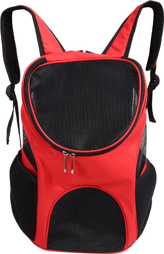 Outdoor Cat Dog Haustier Rucksack Reiseträger belüftetes Mesh Doppel Umhängetasche (rot)