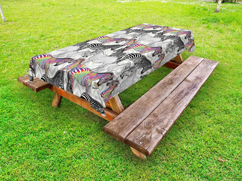 Tovaglia Esterno Arcobaleno Zebra ABAKUHAUS 145x210 Impermeabile