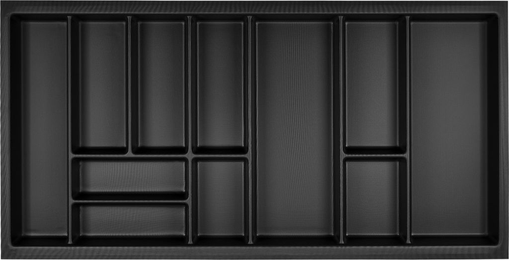 ORGA-BOX Junker Slim Besteckeinsatz 925 x 476 mm Lavagrau mit Perlstruktur für 100er Schränke passgenau für SO SLIM Schubladensystem