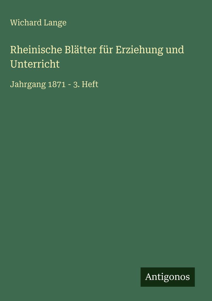 Rheinische Blätter für Erziehung und Unterricht