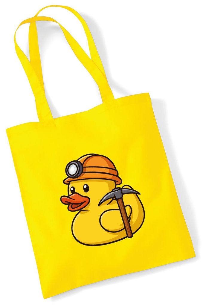 Huuraa Jutebeutel Quietscheente Bergbau Gummiente Glück auf 10 Liter Yellow Baumwolle Tasche Geschenkidee