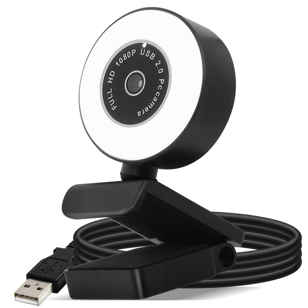 Webcam Ring Light USB 1080p Full HD Light Ring, mit Mikrofon - Schwarz