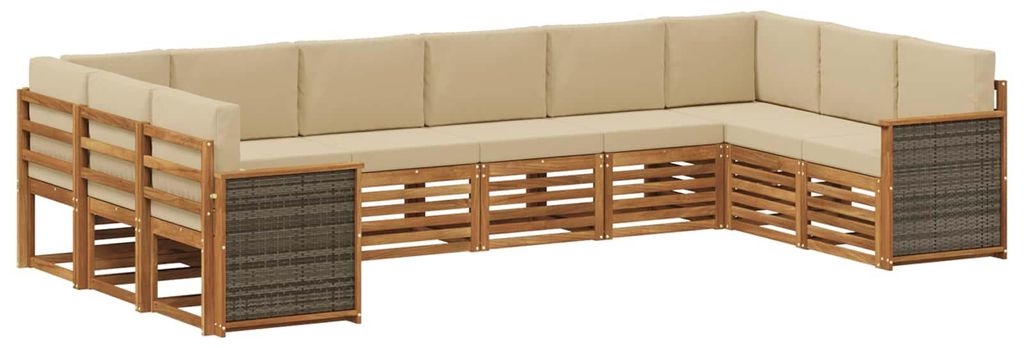 vidaXL Ecksofa Set 7 pcs Natur Massives Akazienholz und Polyester