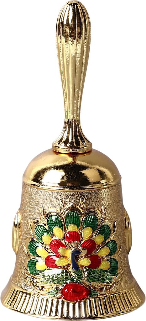Handglocke, Vintage-Messing, antik, exquisites geschnitztes Muster, Rufglocke für Abendessen, Hochzeit, Party, Familie, Schule, goldfarben und bunt