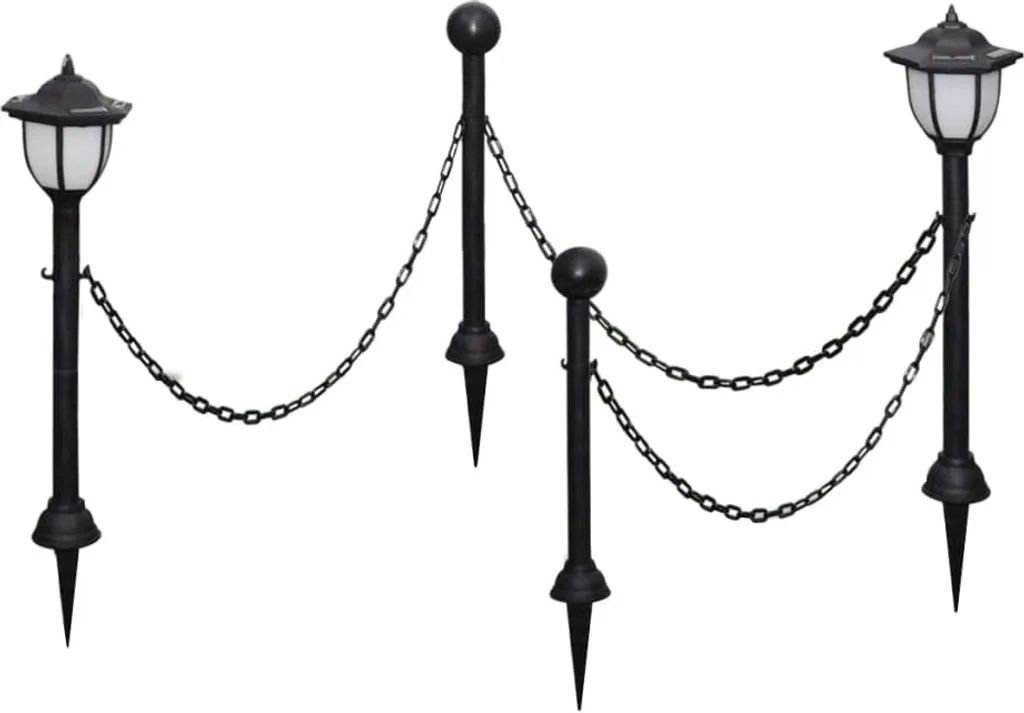 Balisage solaire de jardin avec poteaux et chaînes vidaXL - Lot de 4
