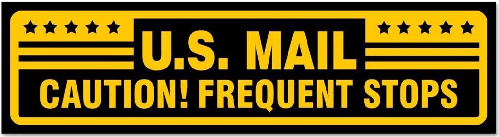 Kiwistar - Autoaufkleber - Gelb - Schwarz - 60 x 16 cm - U.S. Mail Frequent Stops - Hinweis Aufkleber Sticker für Auto, Kfz, Fahrrad, PKW, LKW