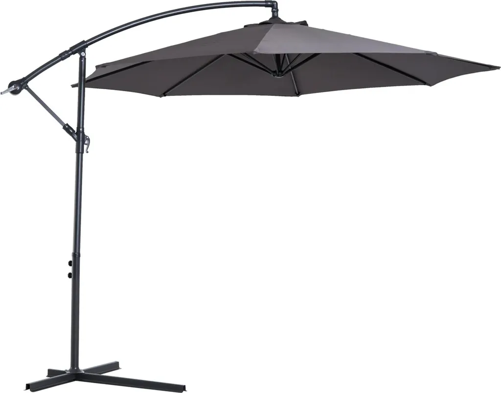 Parasol déporté gris foncé Ø 295 cm avec pied en croix et inclinaison