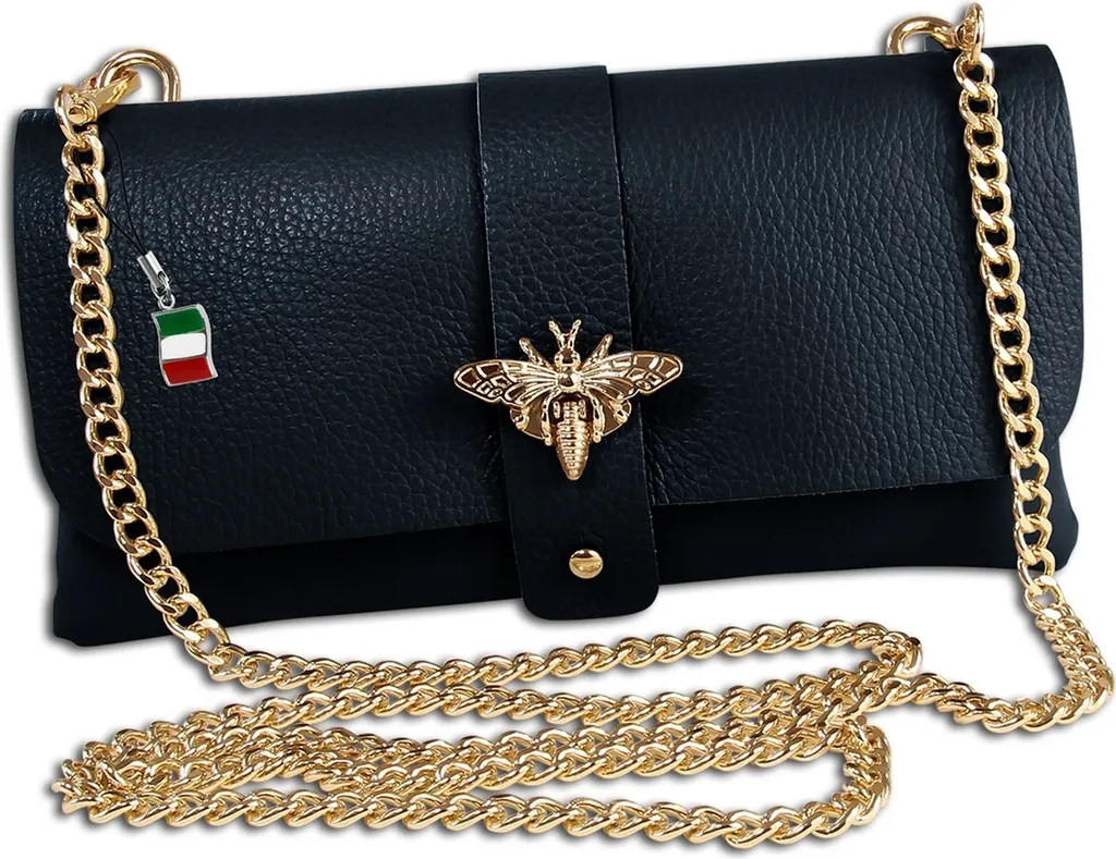 Pochette en cuir bleu foncé Florence OTM803B avec bandoulière réglable