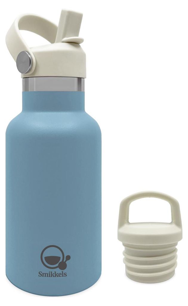 Smikkels Edelstahl Thermosflasche Trinkflasche 350ml blau - Kinder Thermobecher Schule