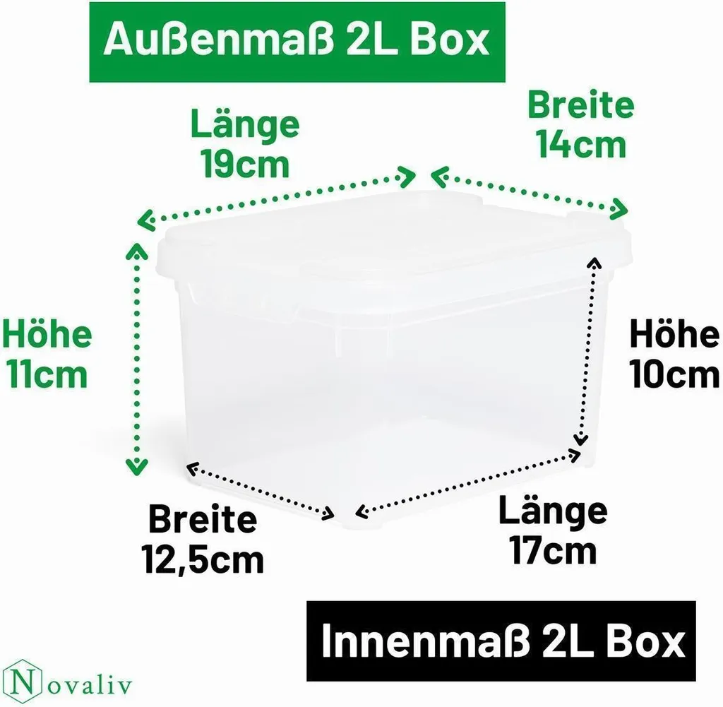 Set 4 Contenitori 2L Novaliv Impilabili - Scatole Trasparenti Design