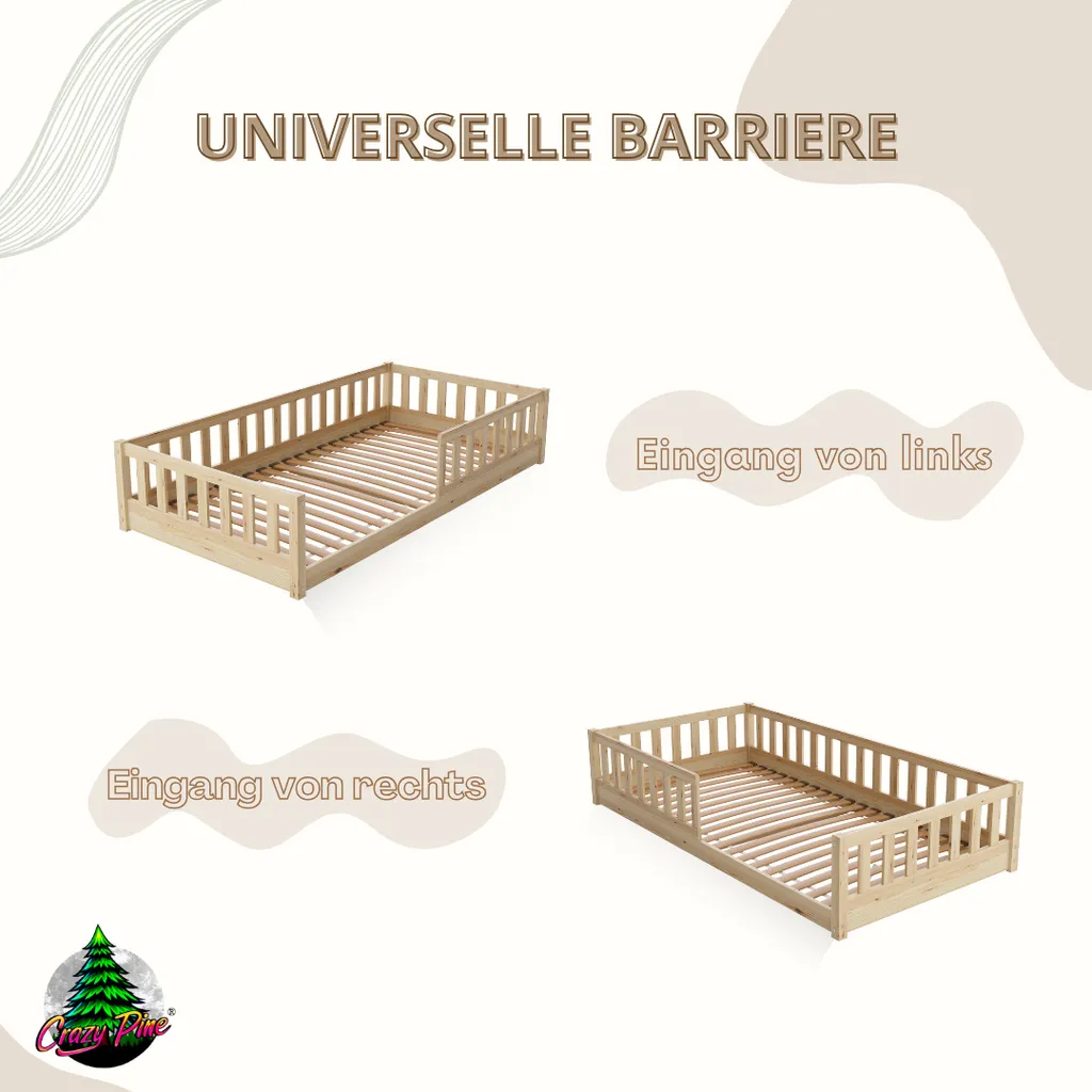 Crazy Pine Lit Enfant 190x100 cm Lit de Sol Montessori Bois Crazy Basic - 4