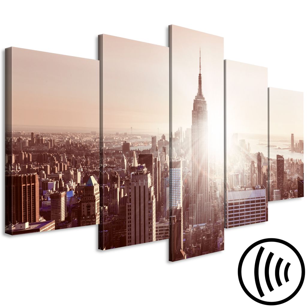 Akustikbild New York 200x100 cm Bilder Akustikschaum Hochleistungsschallabsorber Schallschutz Leinwand 5 tlg Wandbild Raumakustik Schalldämmung St...