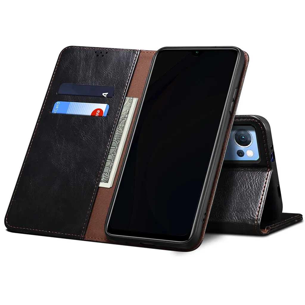 Custodia da Viaggio OPPO Reno7 SE 5G Flip Pelle - Nero Anti-Graffio Stand - 3