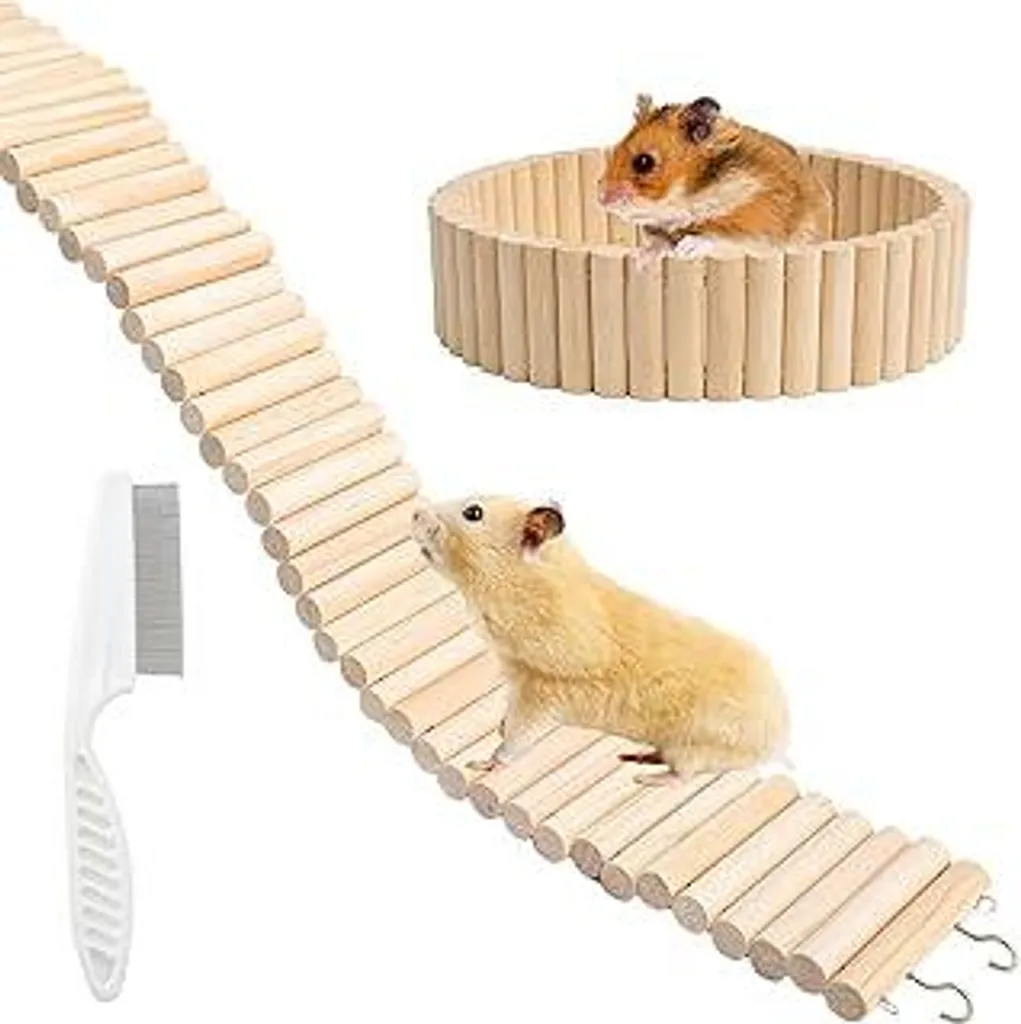 Ponte Sospeso per Criceti 60cm | Scala in Legno Naturale per Roditori
