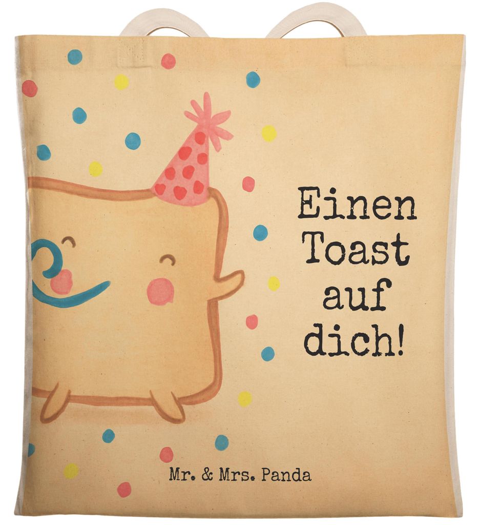 Mr. & Mrs. Panda Stofftragetasche Toast Party Design - Weiß - Geschenk, Freundin, großer shopper, Mitbringsel, Hochzeitstag, Freund, shopping bag...