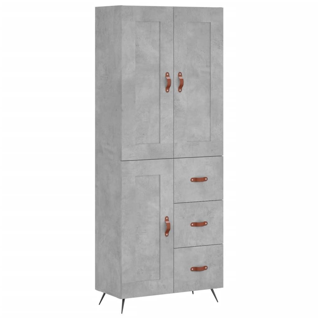 Highboard Betongrau 69,5x34x180 cm Holzwerkstoff