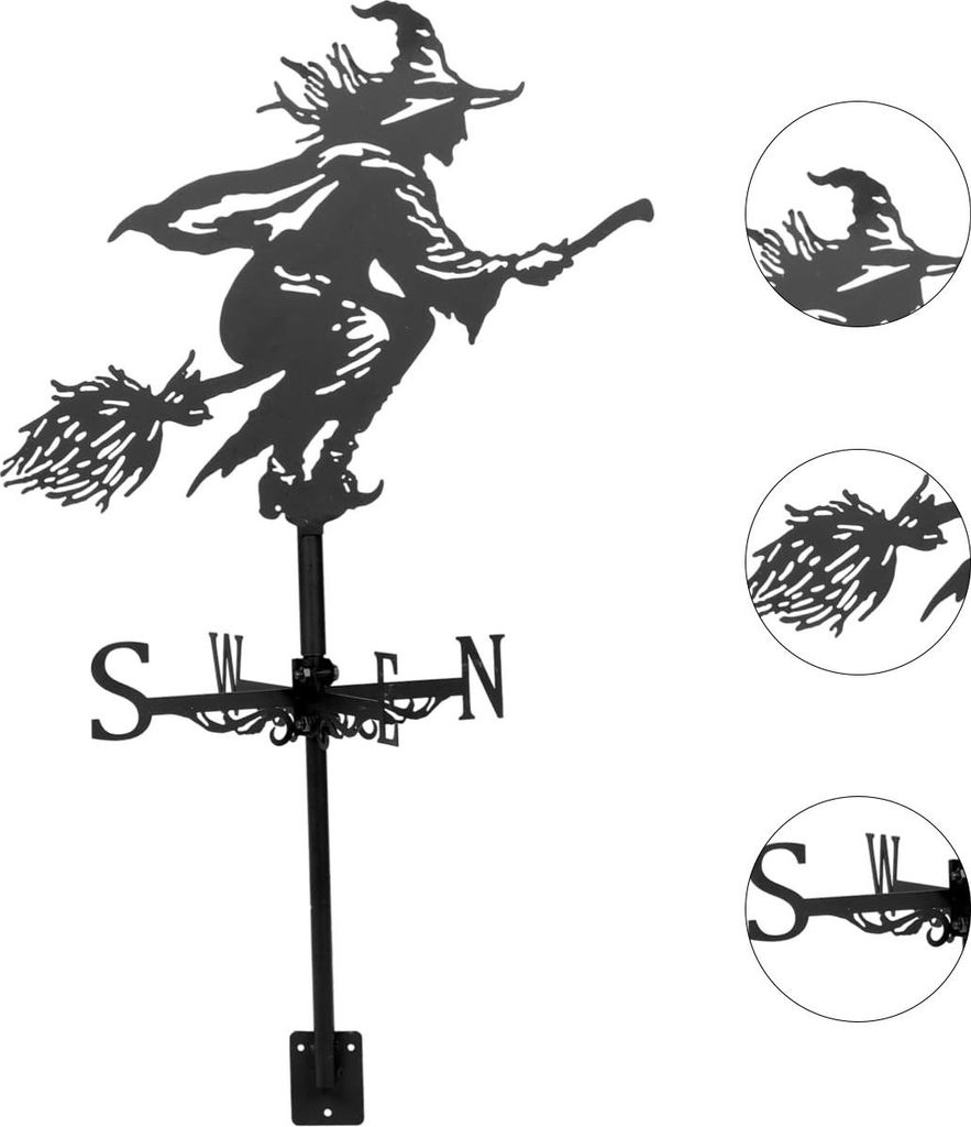 Wetterfahnen, Wetterfahne aus Metall, Witch Wetterfahne, mit Dachhalterung, Gartendekoration für den Außenbereich, Bauernhof, Garten, Pavillon,50...