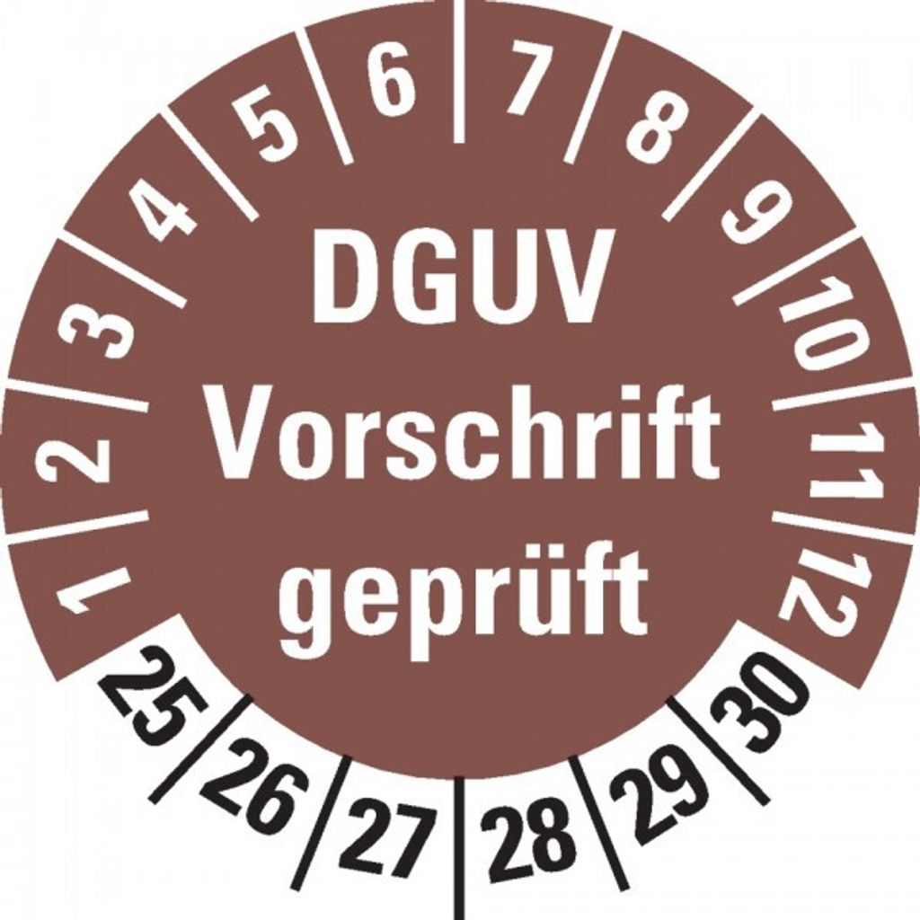 Dreifke Aufkleber I Prüfplakette DGUV Vorschrift , 25-30, braun, Doku...