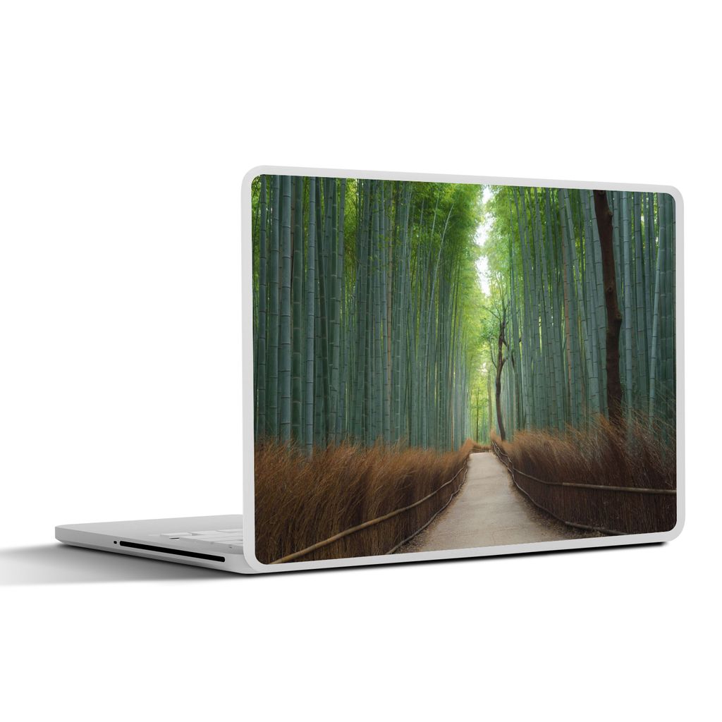 MuchoWow Laptop Aufkleber Sticker Cover Bambus - Weg - Wald 40x30 cm - Laptop Dekoration - Selbstklebend