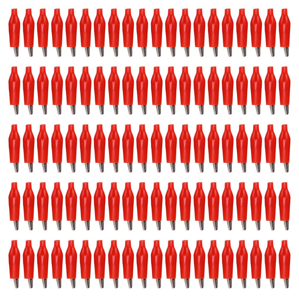 25.011 100 Stück elektrische Prüfklemmen, Batterieladegeräte, Einzelgriff-Ladeklemmen-Sortiment, Rot