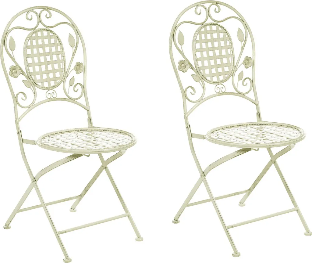 Chaise de jardin pliante en métal vert lot de 2 style rétro français