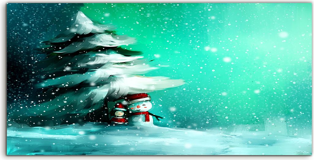 Coloray Spritzschutz aus Glas 120x60 Wandkunst Küchenrückwand Wand Kunst Bild Schneemann im Winter