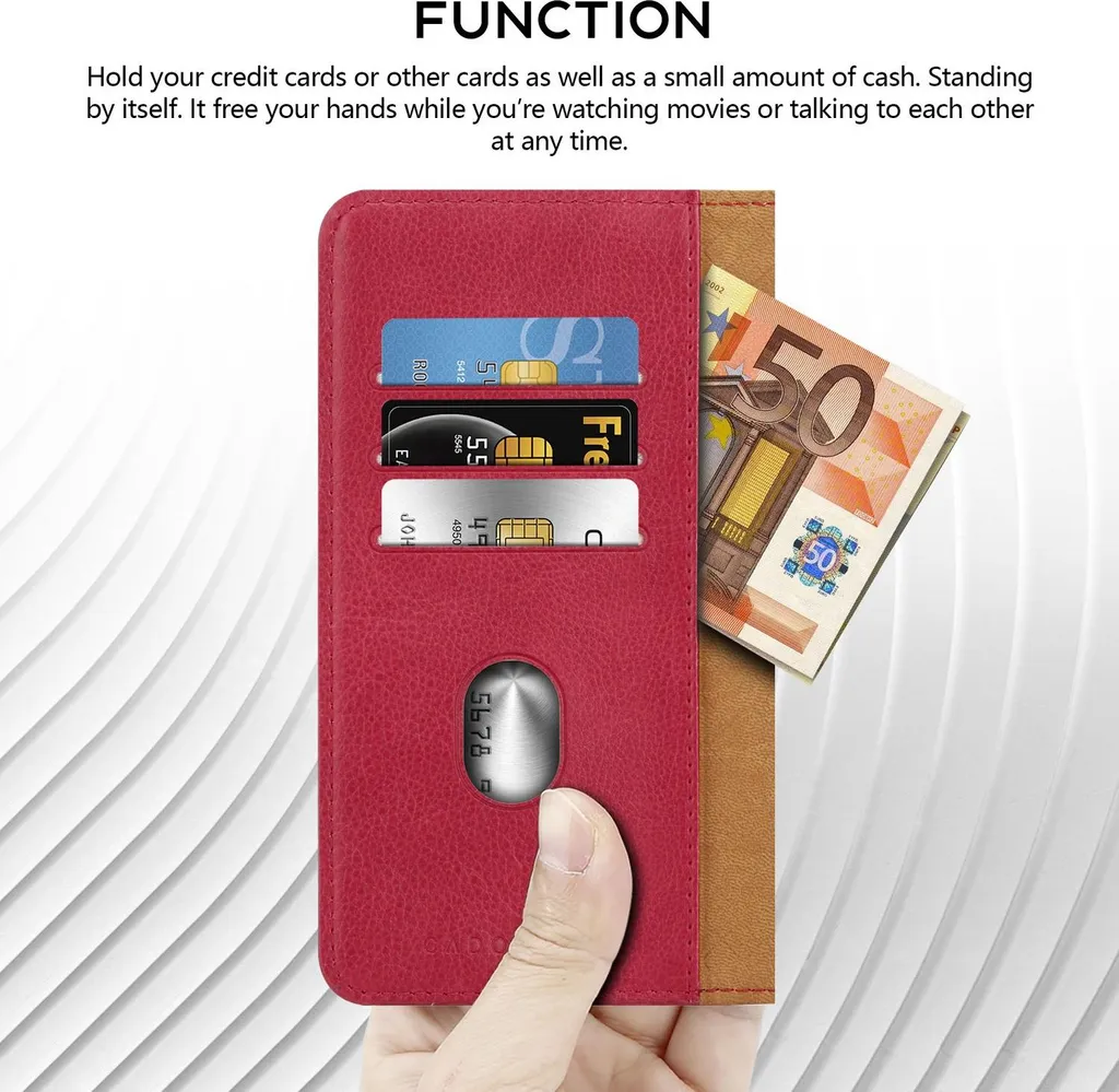 Cadorabo Custodia OnePlus Nord Rosso - Protezione Flip 360° in Similpelle - 5