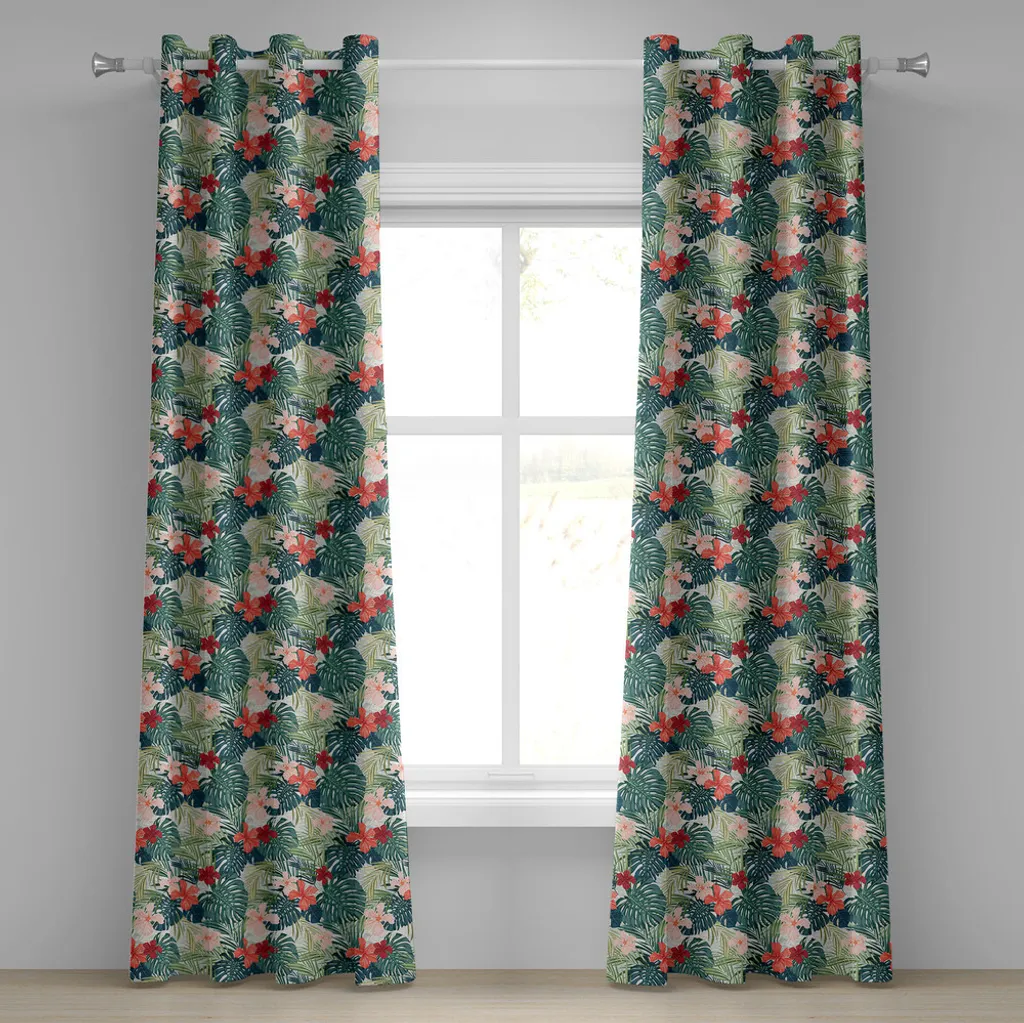 Tende in Raso ABAKUHAUS 280x175 cm Hibiscus Verde Scuro Luxury - 1