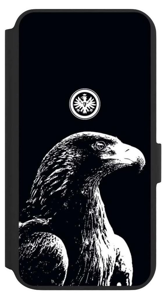 NIVOCASE Klapphülle für Samsung Galaxy S22+ Handyhülle aus Kunst Leder NIVOflip schwarz Eintracht Frankfurt Offizielles Lizenzprodukt Attila