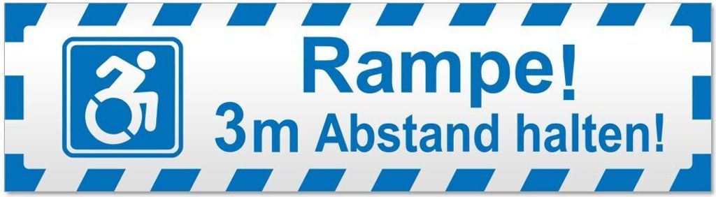 Kiwistar Rampe! Motiv 3m Abstand gestreift Magnetschild Schild magnetisch - 30cm Blau - Magnetfolie für Auto PKW Kfz